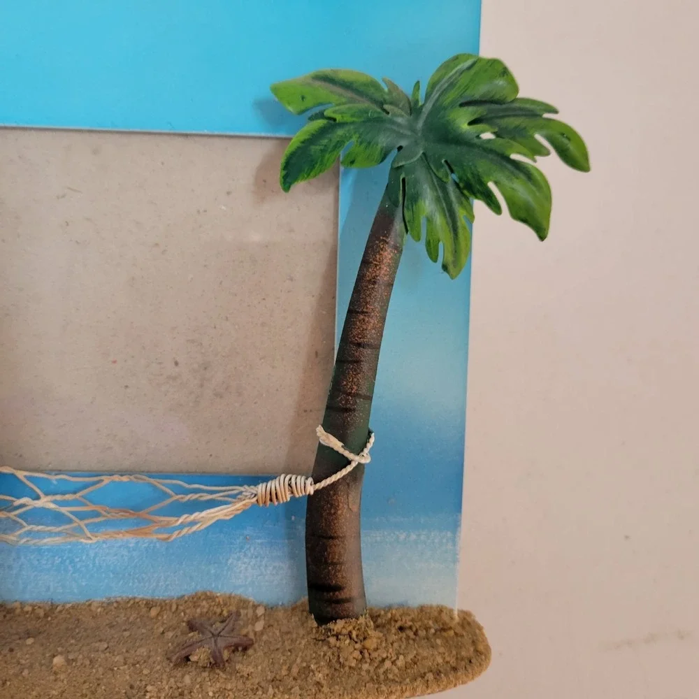 Metal Beach‎ Palm Trees Picture Frame Hammock Free Stand Tropical 0266